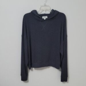 Haven Well Within Navy Ribbed Hooded Shirt, Size Large